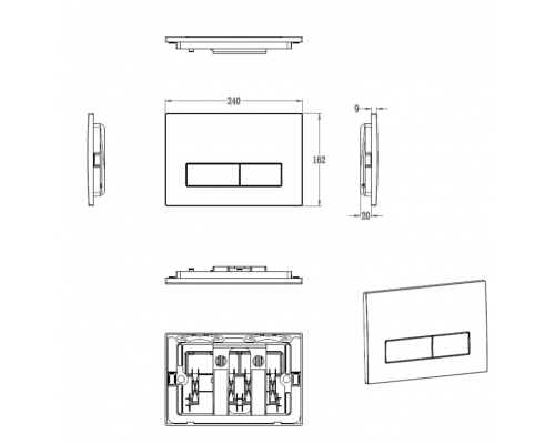 Кнопка смыва для инсталляции WONZON & WOGHAND, Хром (WW-IB224-CR)