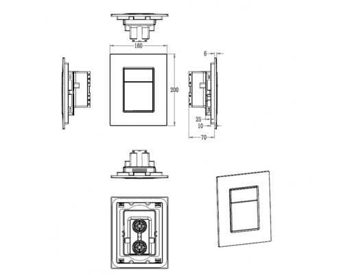 Кнопка смыва для инсталляции WONZON & WOGHAND, Темный графит (WW-IB256-BGM)