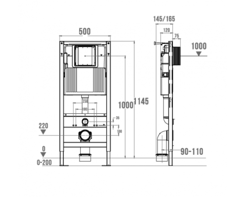 Система инсталляции для унитаза WONZON & WOGHAND пневматическая (WW-TI743A-H)