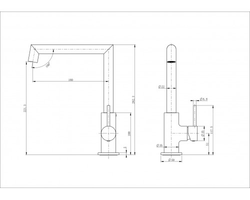 Смеситель для кухни WONZON & WOGHAND, Хром (WW-L1005-CR)
