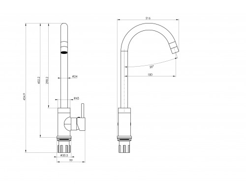 Купить Смеситель для кухни WONZON & WOGHAND, Белый матовый (WW-A21102-MW) в магазине сантехники Santeh-Crystal.ru
