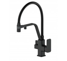 Смеситель для кухни с гибким изливом и подключением фильтра WONZON & WOGHAND, Черный матовый (WW-88458013-MB)