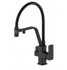 Смеситель для кухни с гибким изливом и подключением фильтра WONZON & WOGHAND, Черный матовый (WW-88458013-MB)