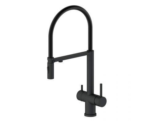 Заказать Смеситель для кухни с гибким изливом и подключением фильтра WONZON & WOGHAND, Черный матовый (WW-88458009-MB) в магазине сантехники Santeh-Crystal.ru
