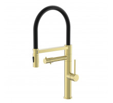 Смеситель для кухни с гибким изливом и подключением фильтра WONZON & WOGHAND, Брашированное золото (WW-88458007-BG)