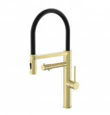 Смеситель для кухни с гибким изливом и подключением фильтра WONZON & WOGHAND, Брашированное золото (WW-88458007-BG)