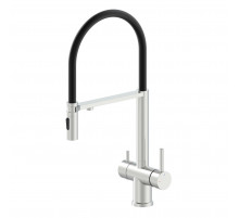 Смеситель для кухни с гибким изливом и подключением фильтра WONZON & WOGHAND, Брашированный никель (WW-88458009-BN)