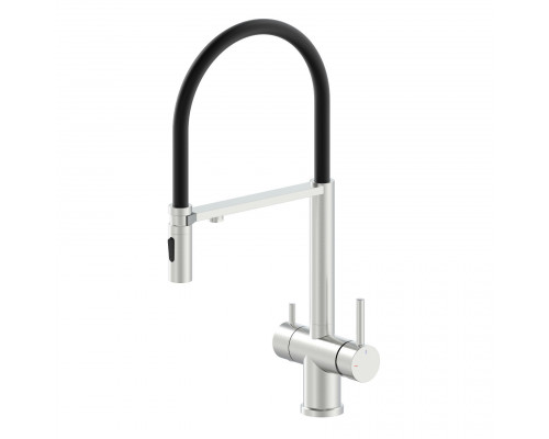 Приобрести Смеситель для кухни с гибким изливом и подключением фильтра WONZON & WOGHAND, Брашированный никель (WW-88458009-BN) в магазине сантехники Santeh-Crystal.ru