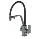 Смеситель для кухни с гибким изливом и подключением фильтра WONZON & WOGHAND, Темный графит (WW-88458013-BGM)