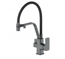 Смеситель для кухни с гибким изливом и подключением фильтра WONZON & WOGHAND, Темный графит (WW-88458013-BGM)