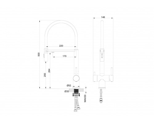 Купить Смеситель для кухни с гибким изливом и подключением фильтра WONZON & WOGHAND, Брашированное золото (WW-88458009-BG) в магазине сантехники Santeh-Crystal.ru