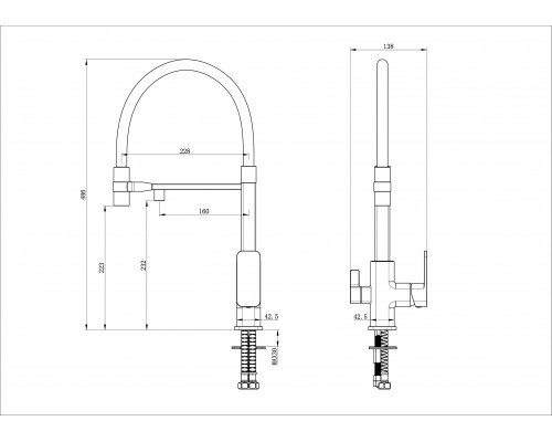 Заказать Смеситель для кухни с гибким изливом и подключением фильтра WONZON & WOGHAND, Черный матовый (WW-88458012-MB) в магазине сантехники Santeh-Crystal.ru