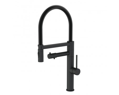 Заказать Смеситель для кухни с гибким изливом и подключением фильтра WONZON & WOGHAND, Черный матовый (WW-88458007-MB) в магазине сантехники Santeh-Crystal.ru