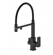 Смеситель для кухни с гибким изливом и подключением фильтра WONZON & WOGHAND, Черный матовый (WW-88458012-MB)