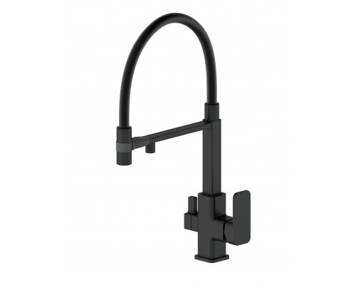 Заказать Смеситель для кухни с гибким изливом и подключением фильтра WONZON & WOGHAND, Черный матовый (WW-88458012-MB) в магазине сантехники Santeh-Crystal.ru