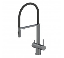 Смеситель для кухни с гибким изливом и подключением фильтра WONZON & WOGHAND, Темный графит (WW-88458009-BGM)