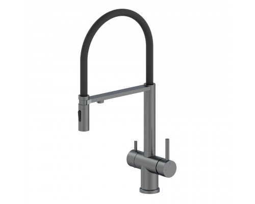 Купить Смеситель для кухни с гибким изливом и подключением фильтра WONZON & WOGHAND, Темный графит (WW-88458009-BGM) в магазине сантехники Santeh-Crystal.ru