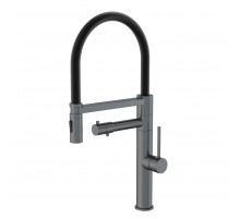 Смеситель для кухни с гибким изливом и подключением фильтра WONZON & WOGHAND, Темный графит (WW-88458007-BGM)