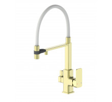 Смеситель для кухни с гибким изливом и подключением фильтра WONZON & WOGHAND, Брашированное золото (WW-88458012-BG（MW))