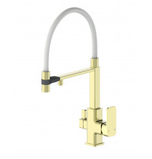 Смеситель для кухни с гибким изливом и подключением фильтра WONZON & WOGHAND, Брашированное золото (WW-88458012-BG（MW))