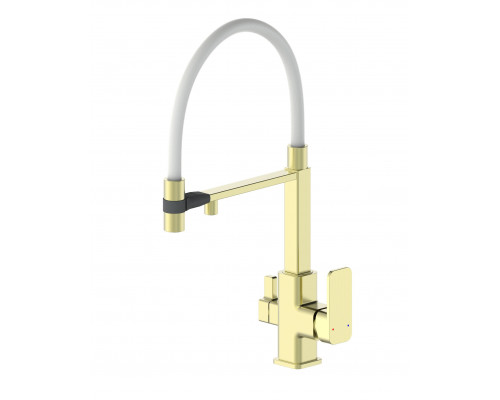 Купить Смеситель для кухни с гибким изливом и подключением фильтра WONZON & WOGHAND, Брашированное золото (WW-88458012-BG（MW)) в магазине сантехники Santeh-Crystal.ru