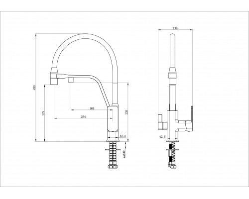 Купить Смеситель для кухни с гибким изливом и подключением фильтра WONZON & WOGHAND, Черный матовый (WW-88458013-MB) в магазине сантехники Santeh-Crystal.ru