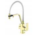 Смеситель для кухни с гибким изливом и подключением фильтра WONZON & WOGHAND, Брашированное золото (WW-88458013-BG(MW))