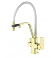 Смеситель для кухни с гибким изливом и подключением фильтра WONZON & WOGHAND, Брашированное золото (WW-88458013-BG(MW))