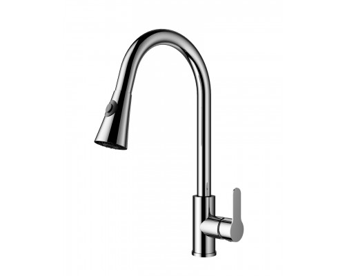 Купить Смеситель для кухни с выдвижным изливом WONZON & WOGHAND, Брашированный никель (WW-121E201L-BS) в магазине сантехники Santeh-Crystal.ru