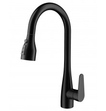 Смеситель для кухни с выдвижным изливом WONZON & WOGHAND, Черный матовый (WW-121E201B-MB)