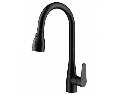 Приобрести Смеситель для кухни с выдвижным изливом WONZON & WOGHAND, Черный матовый (WW-121E201B-MB) в магазине сантехники Santeh-Crystal.ru