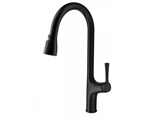Купить Смеситель для кухни с выдвижным изливом WONZON & WOGHAND, Черный матовый (WW-AE54123-MB) в магазине сантехники Santeh-Crystal.ru