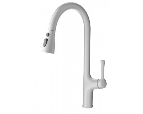 Купить Смеситель для кухни с выдвижным изливом WONZON & WOGHAND, Белый матовый (WW-AE54123-MW) в магазине сантехники Santeh-Crystal.ru