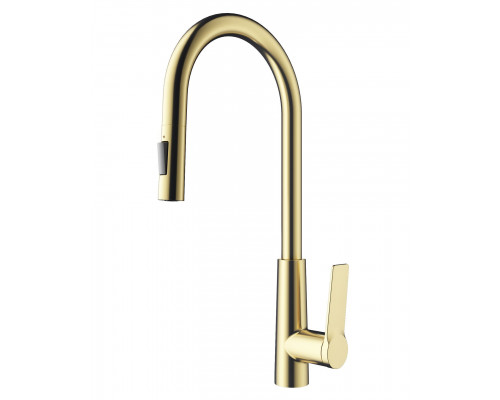 Заказать Смеситель для кухни с выдвижным изливом WONZON & WOGHAND, Брашированное золото (WW-A20782-BG) в магазине сантехники Santeh-Crystal.ru