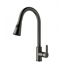 Смеситель для кухни с выдвижным изливом WONZON & WOGHAND, Темный графит (WW-121E201L-BGG)