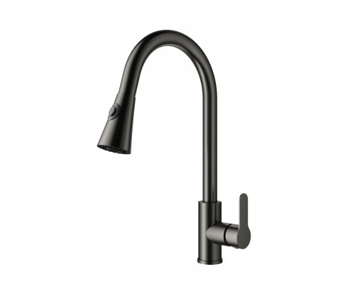 Приобрести Смеситель для кухни с выдвижным изливом WONZON & WOGHAND, Темный графит (WW-121E201L-BGG) в магазине сантехники Santeh-Crystal.ru