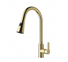 Смеситель для кухни с выдвижным изливом WONZON & WOGHAND, Брашированное золото (WW-121E201L-BG)