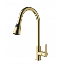 Смеситель для кухни с выдвижным изливом WONZON & WOGHAND, Брашированное золото (WW-121E201L-BG)