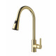 Купить Смеситель для кухни с выдвижным изливом WONZON & WOGHAND, Брашированное золото (WW-121E201L-BG) в магазине сантехники Santeh-Crystal.ru
