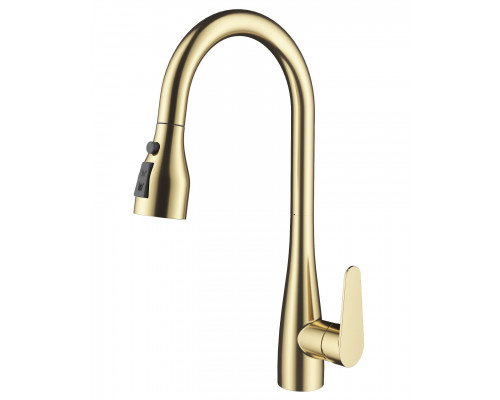 Приобрести Смеситель для кухни с выдвижным изливом WONZON & WOGHAND, Брашированное золото (WW-121E201B-BG) в магазине сантехники Santeh-Crystal.ru
