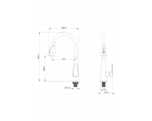 Заказать Смеситель для кухни с выдвижным изливом WONZON & WOGHAND, Белый матовый (WW-121E201B-MW) в магазине сантехники Santeh-Crystal.ru