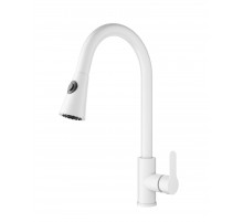 Смеситель для кухни с выдвижным изливом WONZON & WOGHAND, Белый матовый (WW-121E201L-MW)