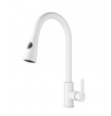 Смеситель для кухни с выдвижным изливом WONZON & WOGHAND, Белый матовый (WW-121E201L-MW)