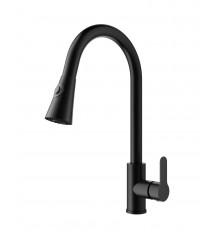 Смеситель для кухни с выдвижным изливом WONZON & WOGHAND, Черный матовый (WW-121E201L-MB)