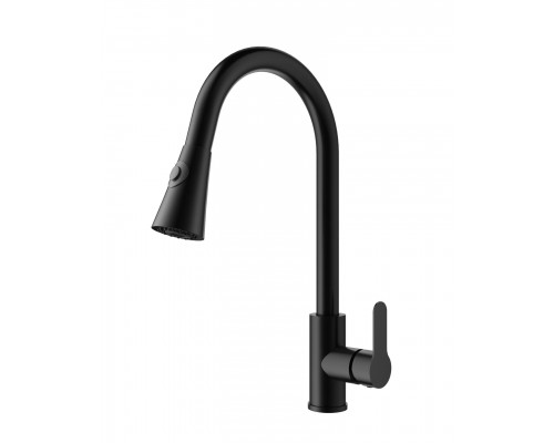 Купить Смеситель для кухни с выдвижным изливом WONZON & WOGHAND, Черный матовый (WW-121E201L-MB) в магазине сантехники Santeh-Crystal.ru