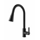 Купить Смеситель для кухни с выдвижным изливом WONZON & WOGHAND, Черный матовый (WW-121E201L-MB) в магазине сантехники Santeh-Crystal.ru