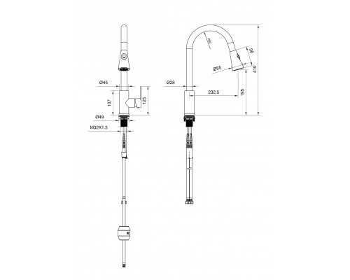 Заказать Смеситель для кухни с выдвижным изливом WONZON & WOGHAND, Белый матовый (WW-121E201L-MW) в магазине сантехники Santeh-Crystal.ru