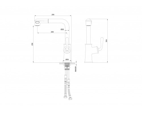 Купить Смеситель для кухни с выдвижным изливом WONZON & WOGHAND, Хром (WW-88439008A-CR) в магазине сантехники Santeh-Crystal.ru