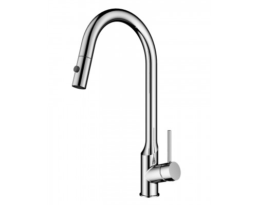 Приобрести Смеситель для кухни с выдвижным изливом WONZON & WOGHAND, Брашированный никель (WW-A21252-BS) в магазине сантехники Santeh-Crystal.ru