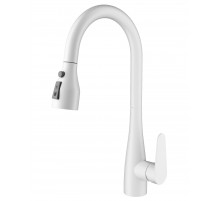 Смеситель для кухни с выдвижным изливом WONZON & WOGHAND, Белый матовый (WW-121E201B-MW)